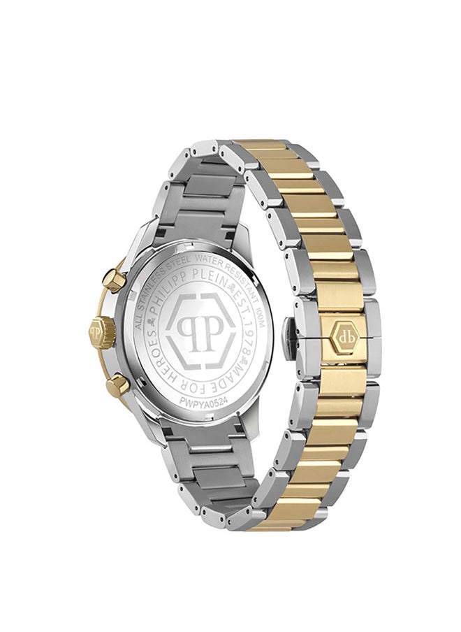 PLEINMETER Philipp Plein Supreme Men's Chronograph Watch, Gold & Emerald Green Design, Two-Tone Bracelet, 44mm Stainless Steel Case, 50m Water Resistant