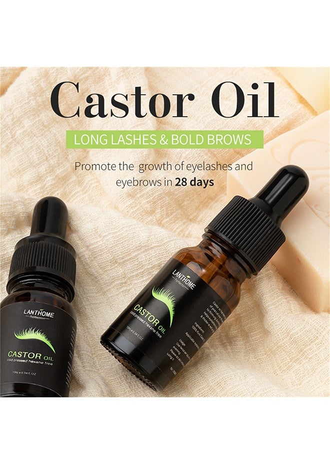 Castor Oil Eyelash Serum, Roll Dense and Slender Eyelash Essential Oil, Natural Growth Mascara Essence 10ML