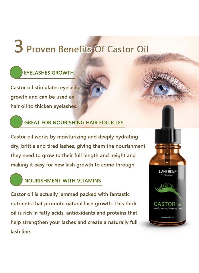 Castor Oil Eyelash Serum, Roll Dense and Slender Eyelash Essential Oil, Natural Growth Mascara Essence 10ML