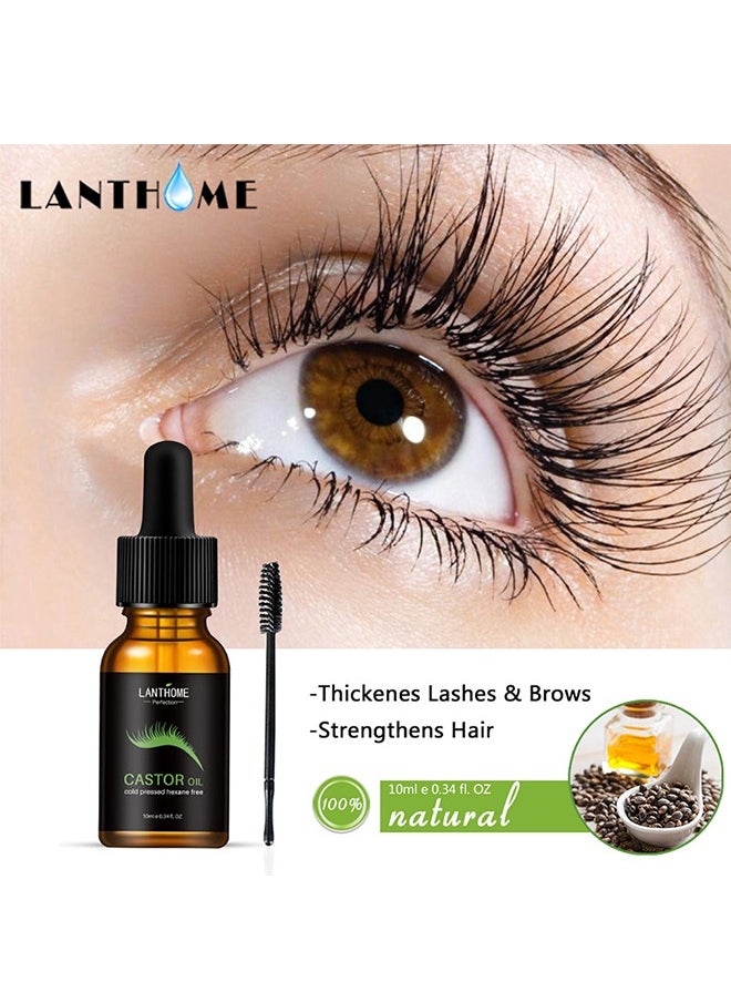 Castor Oil Eyelash Serum, Roll Dense and Slender Eyelash Essential Oil, Natural Growth Mascara Essence 10ML