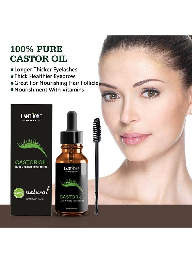 Castor Oil Eyelash Serum, Roll Dense and Slender Eyelash Essential Oil, Natural Growth Mascara Essence 10ML