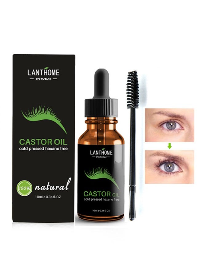 Castor Oil Eyelash Serum, Roll Dense and Slender Eyelash Essential Oil, Natural Growth Mascara Essence 10ML