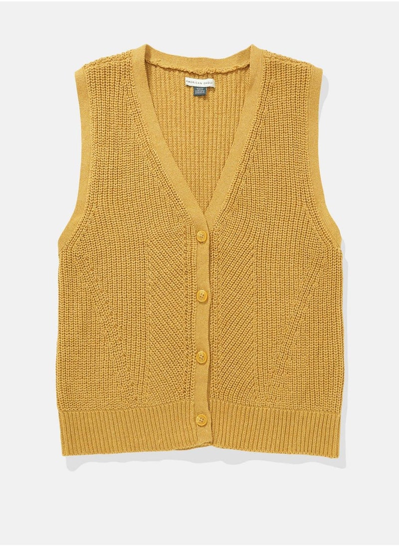 Casual Button-Up Vest Sweater