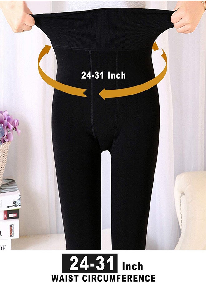 Women's Fleece Lined Leggings Thermal Thick Stretchy Leggings High Waisted Plush Warm Pants Trousers for Ladies