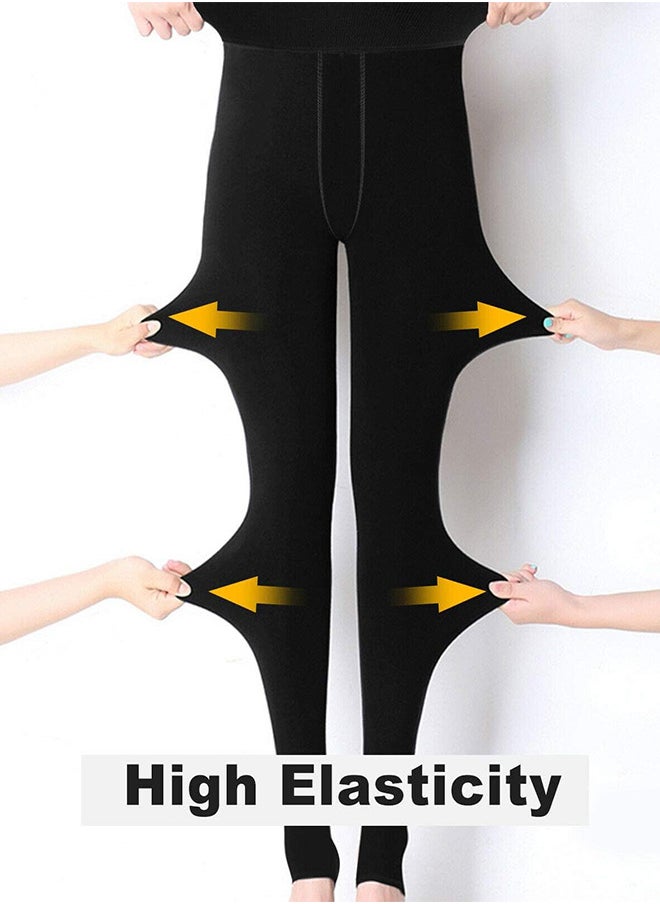 Women's Fleece Lined Leggings Thermal Thick Stretchy Leggings High Waisted Plush Warm Pants Trousers for Ladies