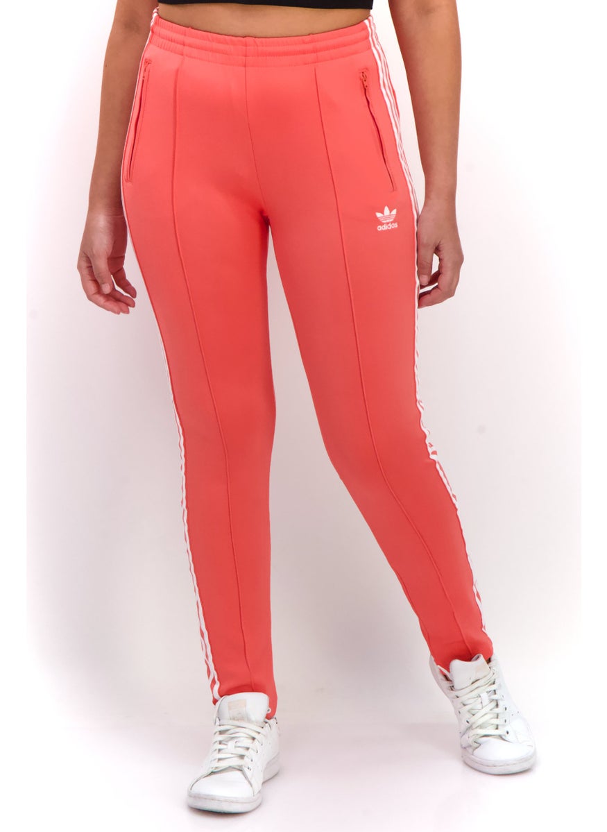 Women Slim Fit Sportswear Track Pants, Pink/White