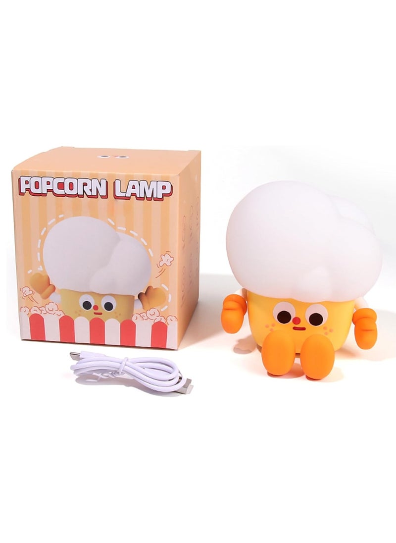 PopCorn Night Light  Cute Light Up Silicone Dimmable Nursery Nightlight Rechargeable Bedside Touch Lamp