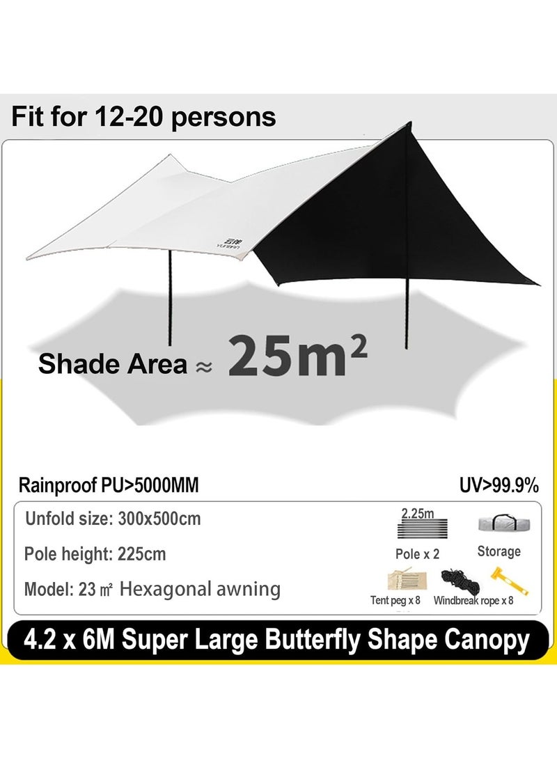 13.8 x 19.7FT Sun Shade Camping Awning – Tarp Tent and Universal Rainfly for Picnics, Beach, Patio, and Camping.