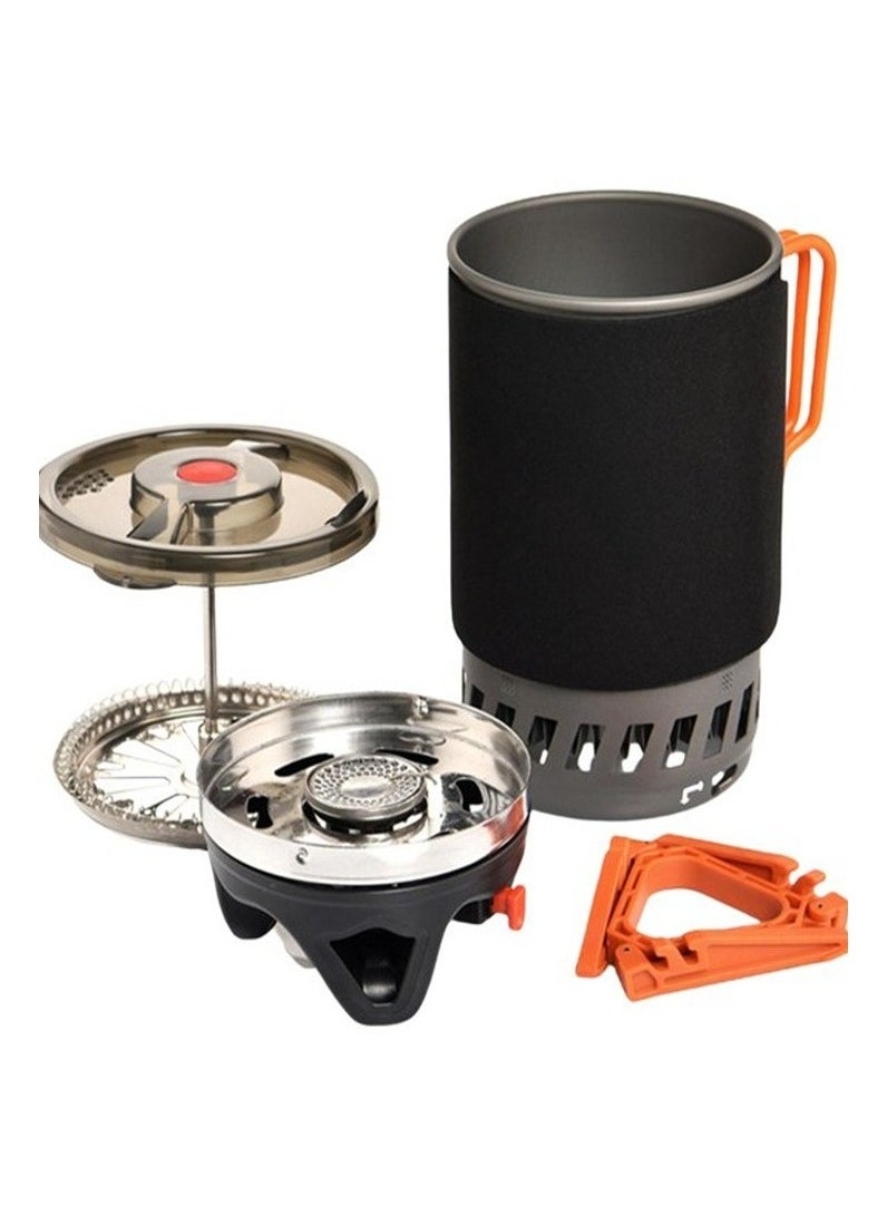 Camping Cooking System with Heat Exchanger Outdoor Gas Stove Burner Tourist Coffee Pot Cup Cookware Tableware Tourism