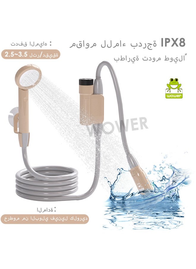 WOWER 2025 NEW  Portable Shower 2200mAh IPX8 Waterproof Rechargeable Camping  Shower with Intelligent LED Display , 6ft Hose, Electric shower with 2M hose Shower for Camping Travel Outdoor Beach, Swimming, Pet, Camping, Hiking, Picnic