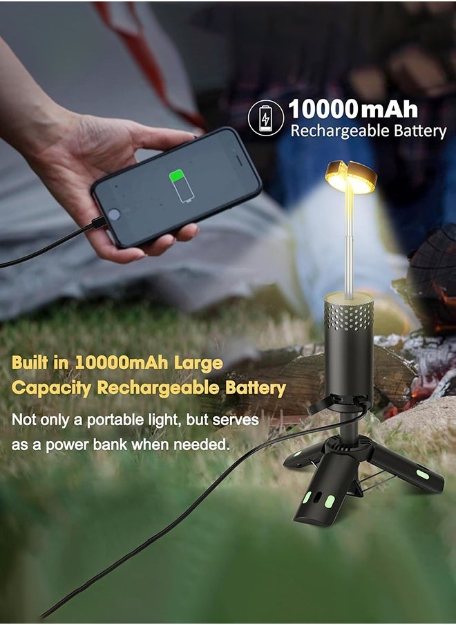 Outdoor Camping LED Telescopic Flashlight with Tripod Nuts Multifunctional Rechargeable Retractable Torch Light Table Lamp