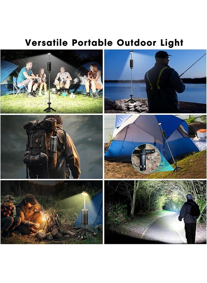 Outdoor Camping LED Telescopic Flashlight with Tripod Nuts Multifunctional Rechargeable Retractable Torch Light Table Lamp