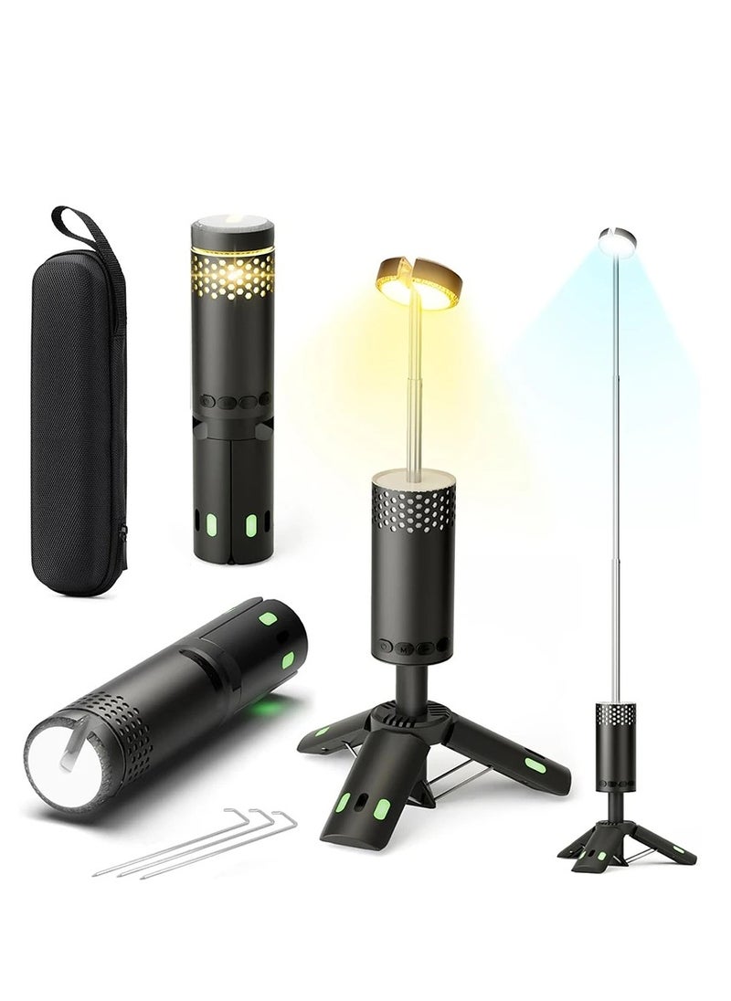 Outdoor Camping LED Telescopic Flashlight with Tripod Nuts Multifunctional Rechargeable Retractable Torch Light Table Lamp