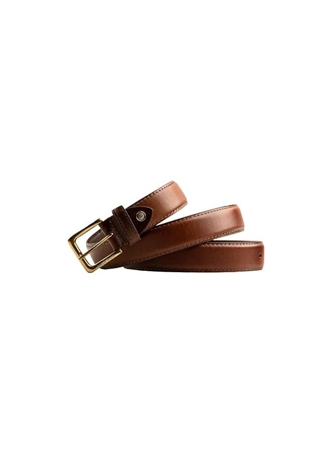 Men's Grain Leather Double-Stich Casula Belt, 35mm