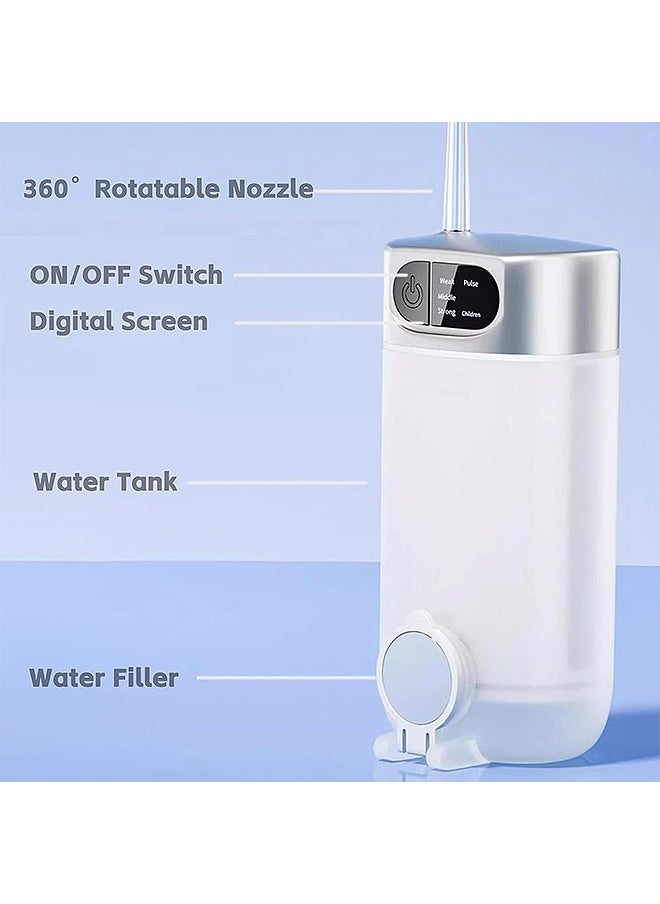 Portable Water Dental Flosser for Teeth, Cleaning Dental Oral Irrigator with 5 Cleaning Modes and 4 Jet Tips, Dental Material Oral irrigator Dental with Telescopic Water Tank (White)