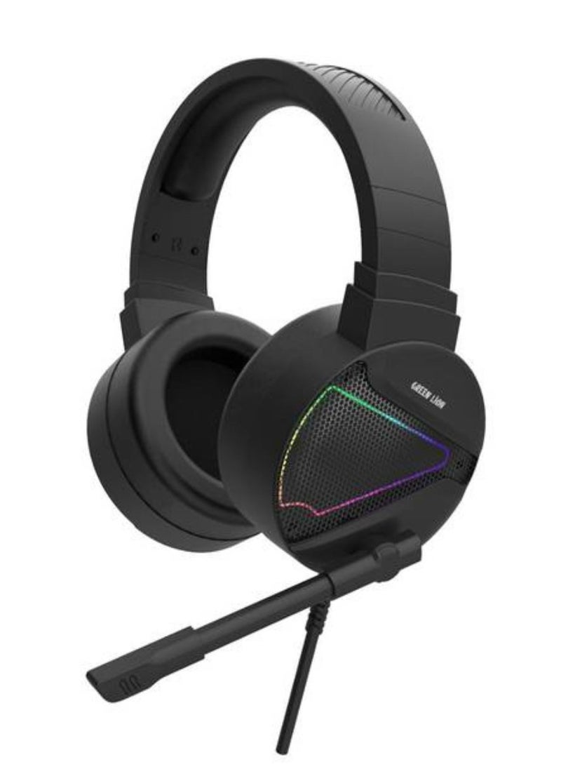 GP27X Gaming Headphone with Noise Canceling Microphone, Hight Definition Audio, 3 Color Lights, 3.5mm Audio Jack, 360° Free Bending, Comfortable to Wear - Black