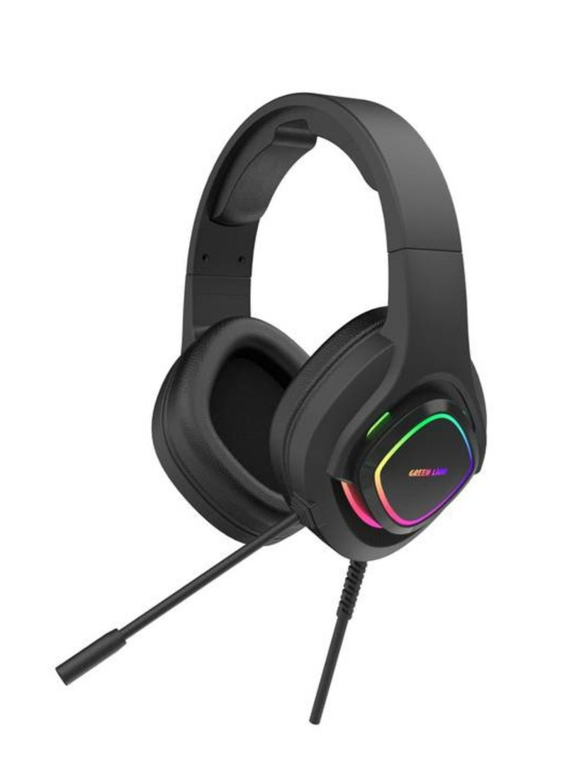 GP32X Gaming Headphone with Noise Canceling Microphone, Hight Definition Audio, 3 Color Lights, 3.5mm Audio Jack, 360° Free Bending, Comfortable to Wear - Black