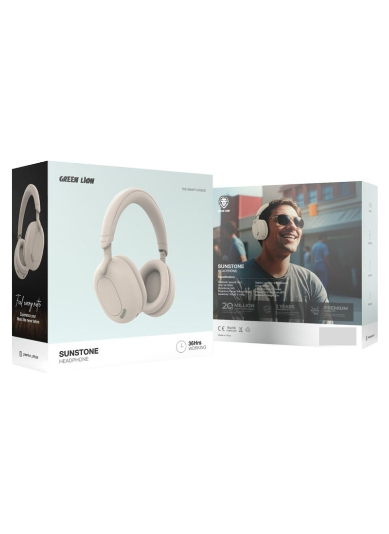 Sunstone Headphones, 10 m Working Distance, AUX Support, 36 Hours Bluetooth Playing Time, 300 mAh Battery, Beige