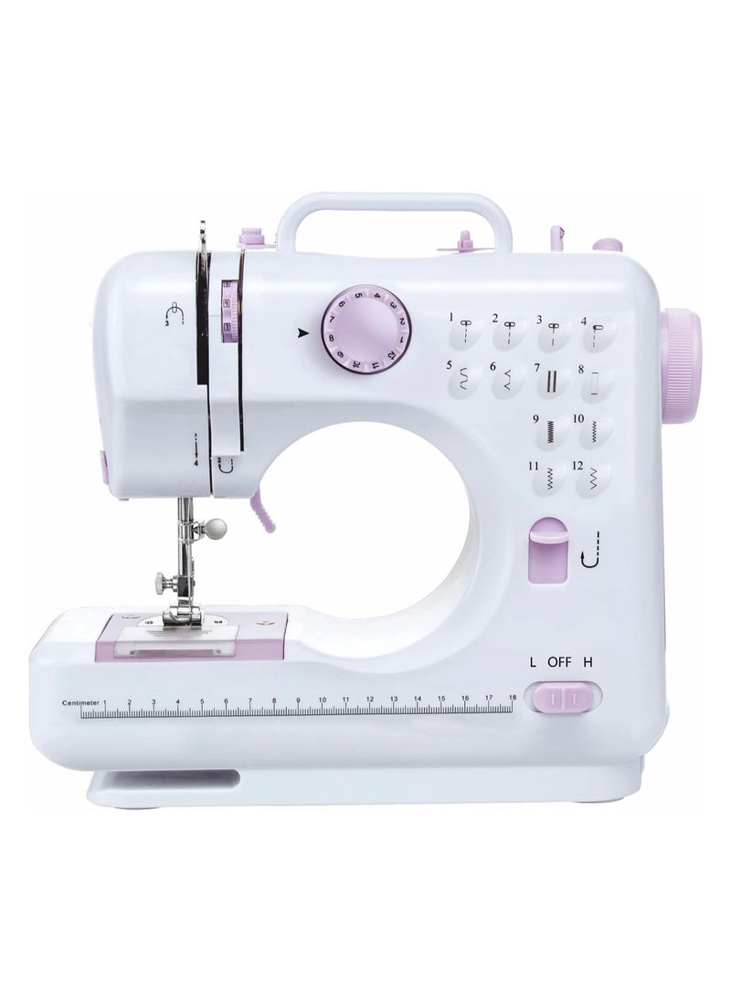 Standard Sewing Machine for Beginners – Lightweight Mini Sewing Machine with 12 Built-In Stitches, Reverse Sewing, Adjustable Speed, Portable Household Sewing Kit for Fabric, Clothes, and Crafting