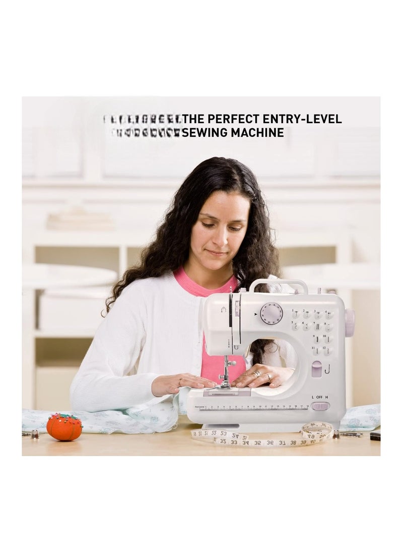 Standard Sewing Machine for Beginners – Lightweight Mini Sewing Machine with 12 Built-In Stitches, Reverse Sewing, Adjustable Speed, Portable Household Sewing Kit for Fabric, Clothes, and Crafting