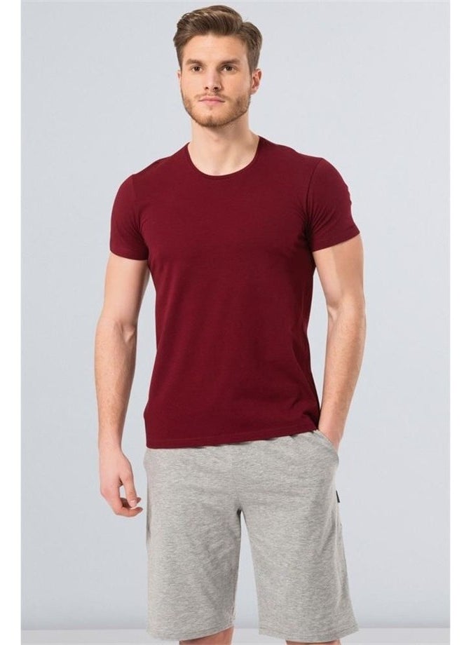 1331 O Neck Short Sleeved Men's T-Shirt - Claret Red