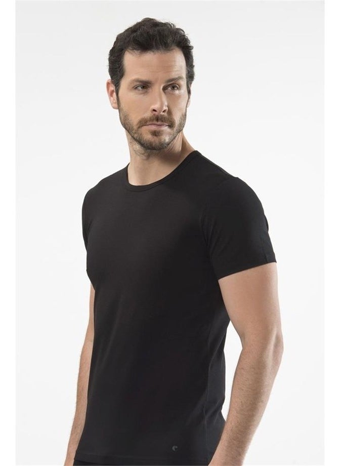 1305 O Neck Short Sleeved Men's T-Shirt - Black