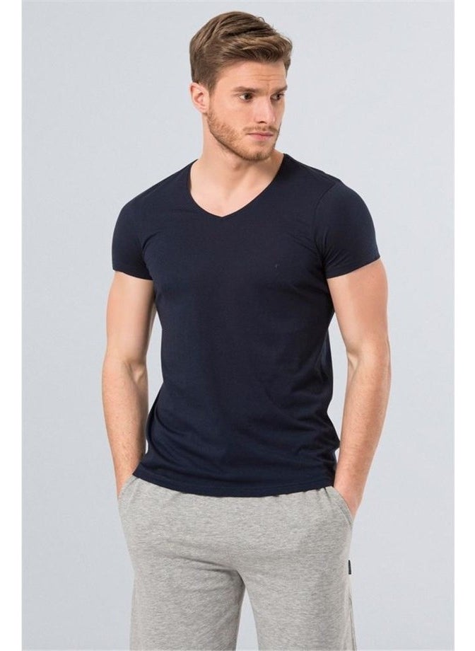 2170 Modal V Neck Men's T-Shirt - Navy Blue