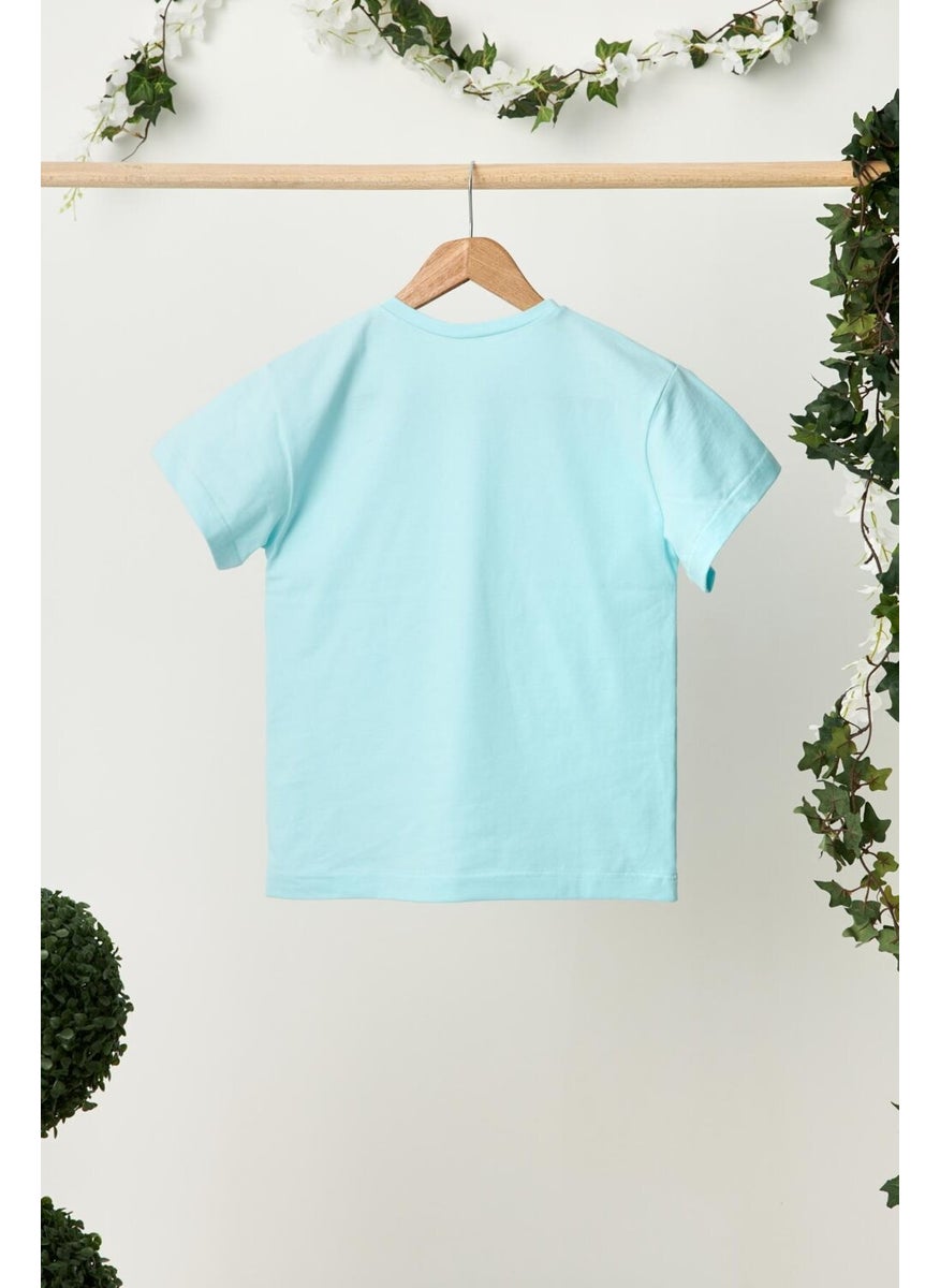 Baby Blue Boy Short Sleeve Crew Neck Anti-Sweat, Comfortable Cotton Combed Cotton T-Shirt