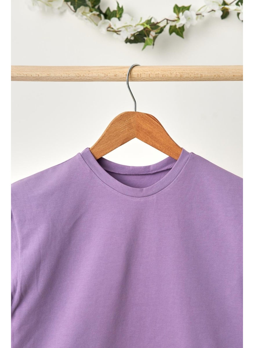 Lilac Boy Short Sleeve Crew Neck Anti-Sweat, Comfortable Cotton Combed T-Shirt