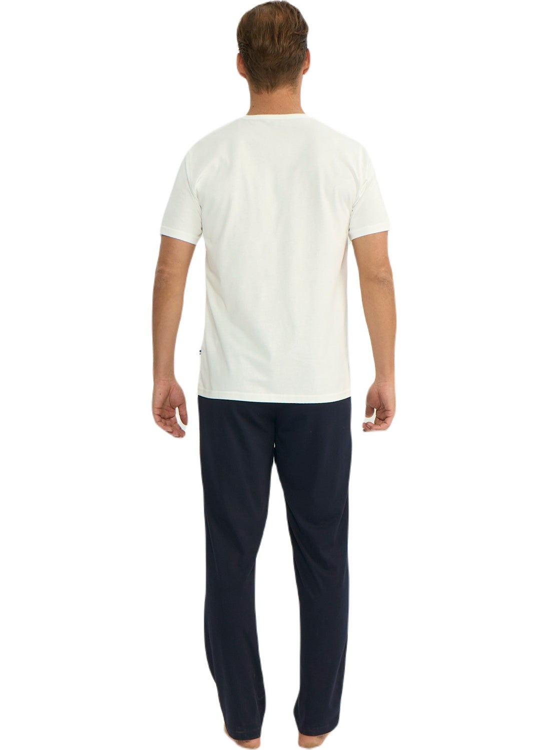 - Men's Ecru Round Neck Pajama Set