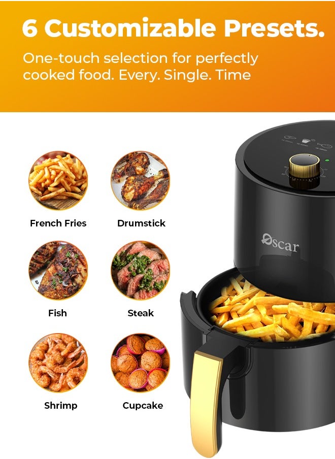 OSCAR | Hand Control Air Fryer | Model: OAF3LMCB | Foods with Less Oil | Rapid Air Recycling Technology | Even Cooking | Easy-to-Use Controls | Compact Design 3 Liters Capacity