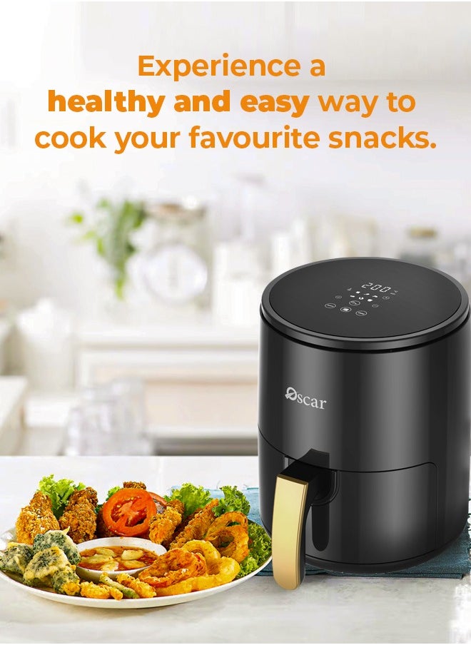 OSCAR | DTB Touch Fryer | Model: OAF3LDTB | Foods with Less Oil | Rapid Air Recycling Technology | Easy-to-Use Digital Touch Controls | Compact Design | 3 Liters Capacity