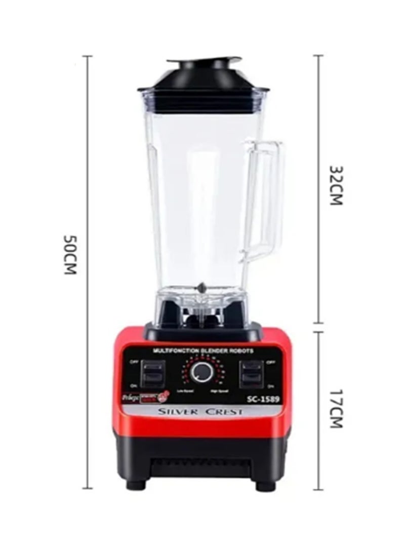 SILVER CREST SC-1589 Heavy Duty Multifunctional Blender - 4500W, 2.5L Capacity - Black & Red