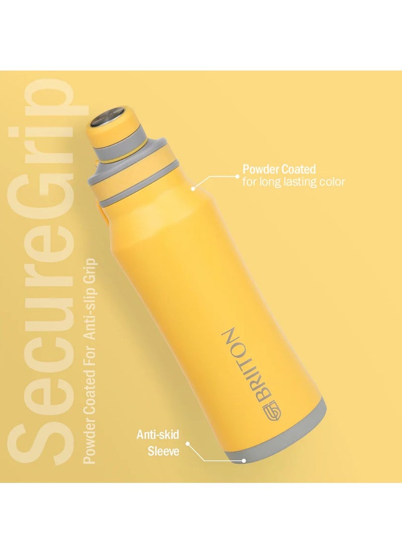 Infinity-S 1000ml Yellow Bottle | Copper Coated Vacuum Insulation | Stainless Steel | Powder Coated | Secure Grip | Leakproof Flask | Hot & Cold Thermos | Aqua Hydra | Suitable for Men, Women