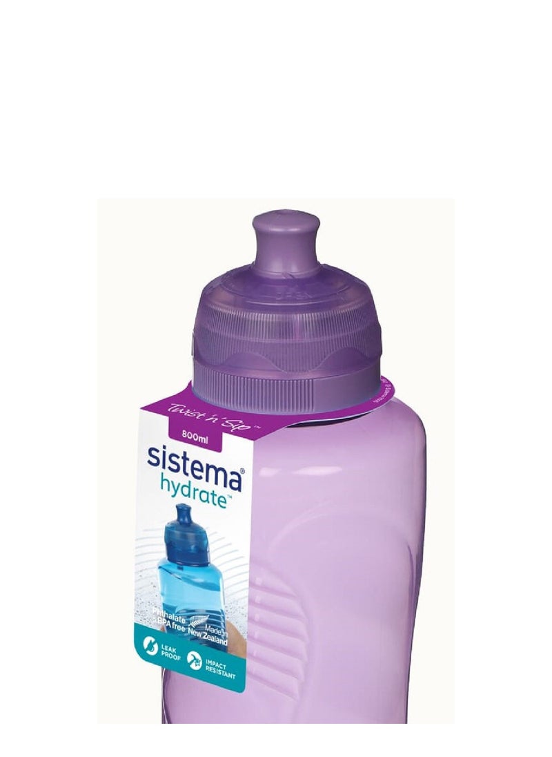 Sistema 800ml Tritan Active Bottle (Purple): Leakproof & Durable - Perfect for On-the-Go - BPA-Free & Reusable  , Made In New Zealand