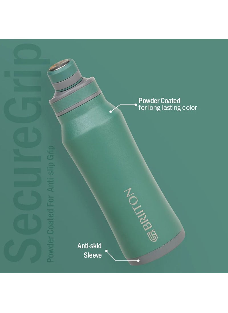 Infinity-S 1000ml Green Bottle | Copper Coated Vacuum Insulation | Stainless Steel | Powder Coated | Secure Grip | Leakproof Flask | Hot & Cold Thermos | Aqua Hydra | Suitable for Men, Women