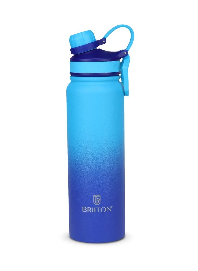 Galaxy 800ml Two Tone Blue Stainless Steel Water Bottle | Copper Coated Vacuum Insulation | Powder Coated | Secure Grip | Leakproof Easy Pour Cap | Hot & Cold Thermos | Aqua Hydro