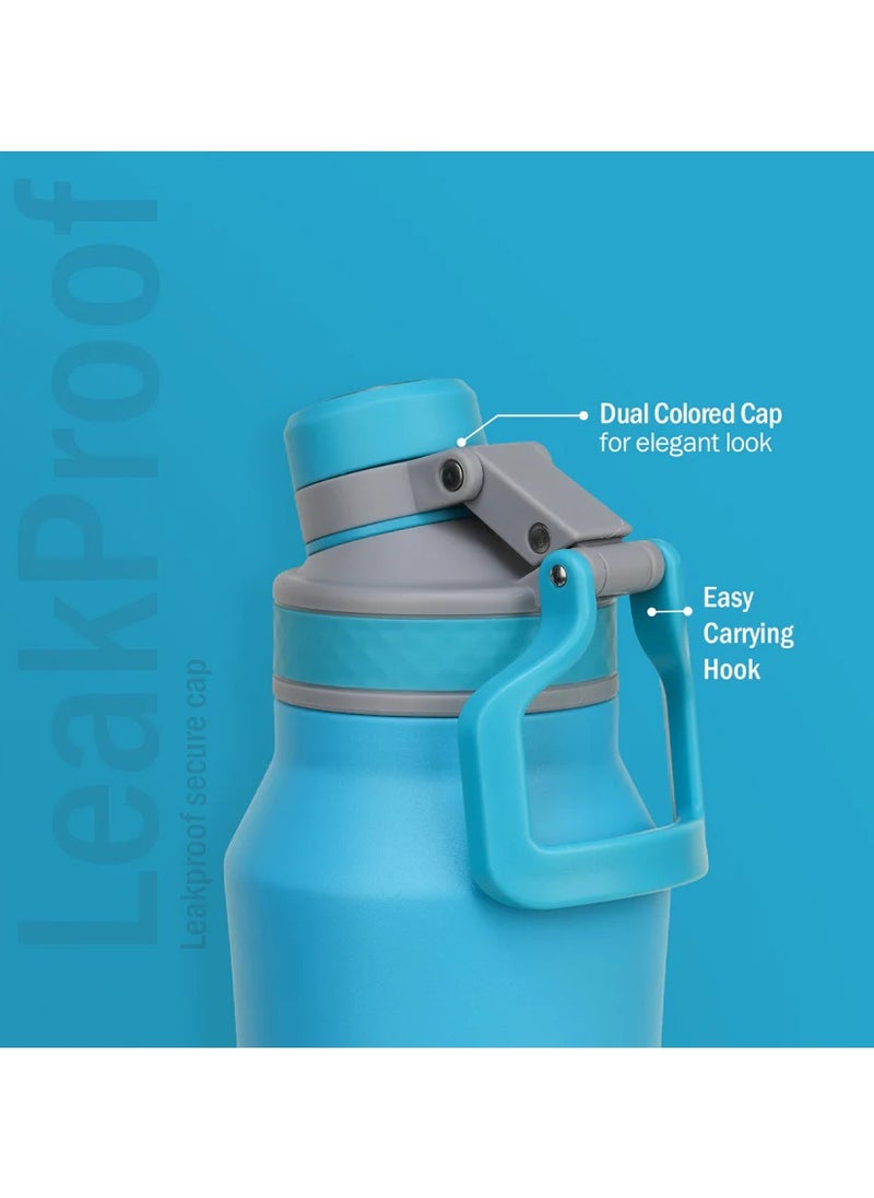 Infinity-S 1000ml Sky Blue Bottle | Copper Coated Vacuum Insulation | Stainless Steel | Powder Coated | Secure Grip | Leakproof Flask | Hot & Cold Thermos | Aqua Hydra | Suitable for Men, Women