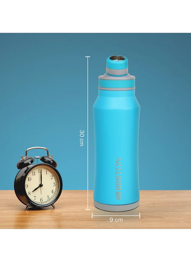 Infinity-S 1000ml Sky Blue Bottle | Copper Coated Vacuum Insulation | Stainless Steel | Powder Coated | Secure Grip | Leakproof Flask | Hot & Cold Thermos | Aqua Hydra | Suitable for Men, Women