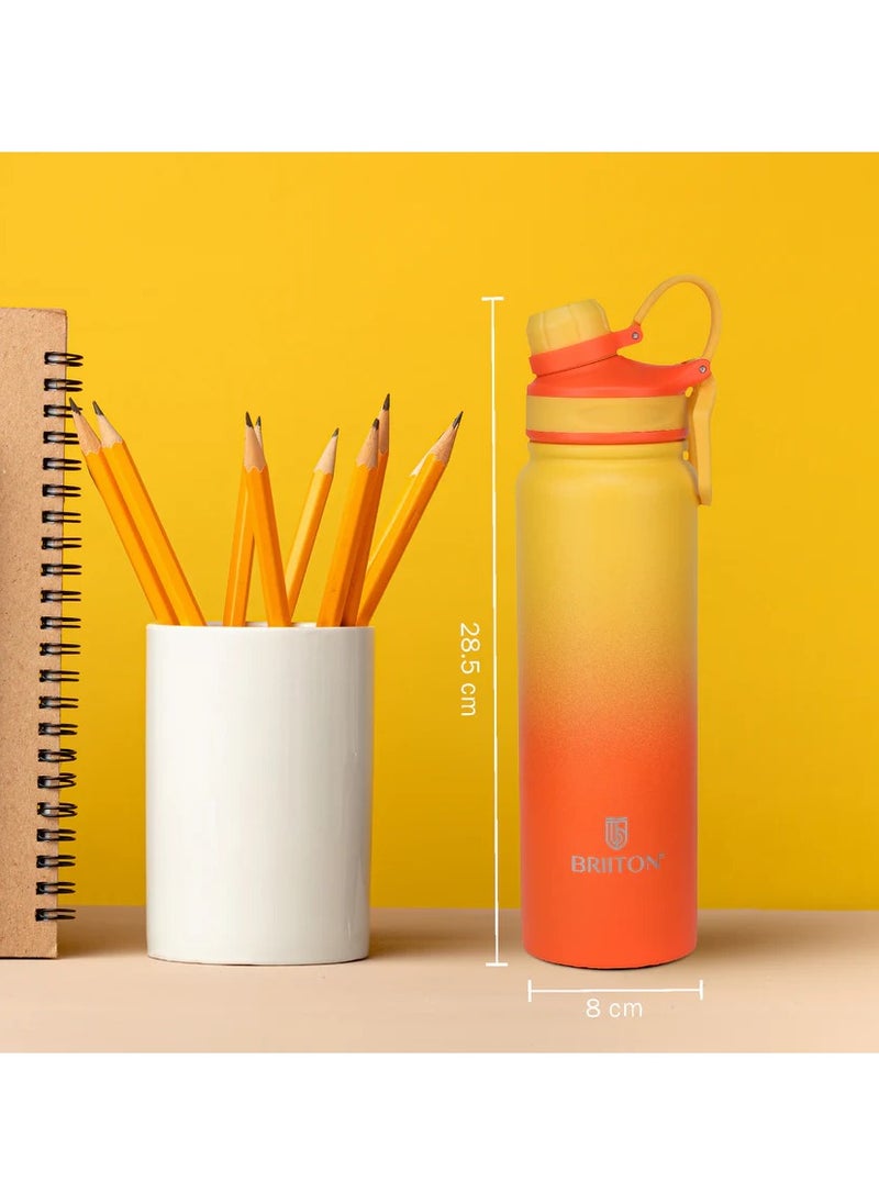 Galaxy 800ml Two Tone Yellow Stainless Steel Water Bottle | Copper Coated Vacuum Insulation | Powder Coated | Secure Grip | Leakproof Easy Pour Cap | Hot & Cold Thermos | Aqua Hydro