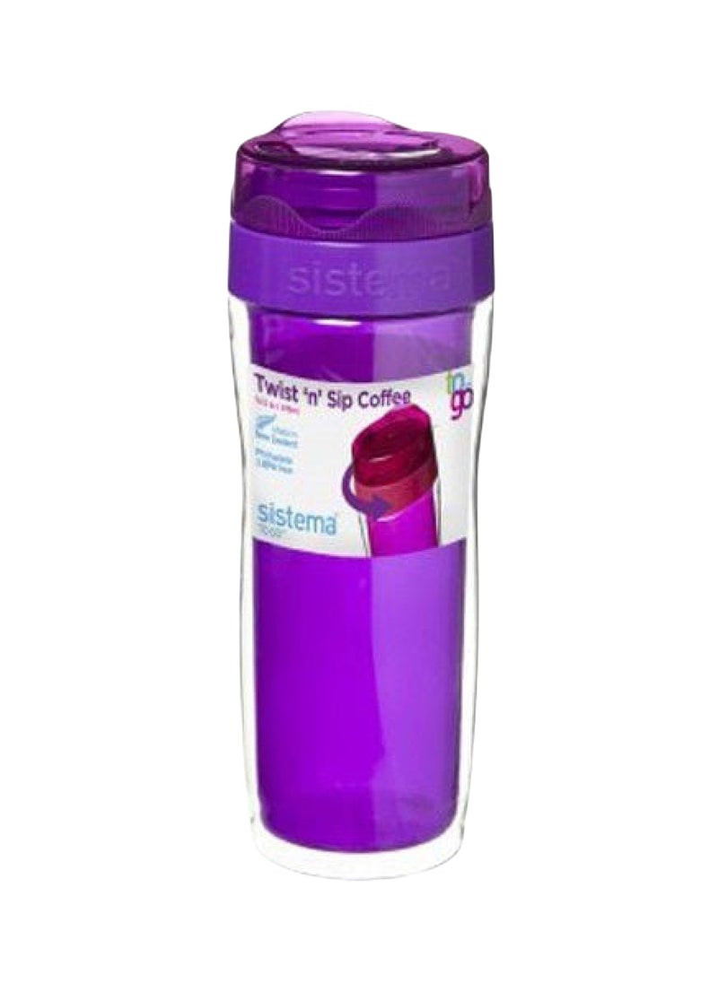 Sistema Twist N Sip Coffee TO GO Multipurpose 490ML Bottle, with insulated Chamber. Its food safe & durable plastic material. Dishwasher, Fridge safe and BPA Free, Purple , Made In New Zealand