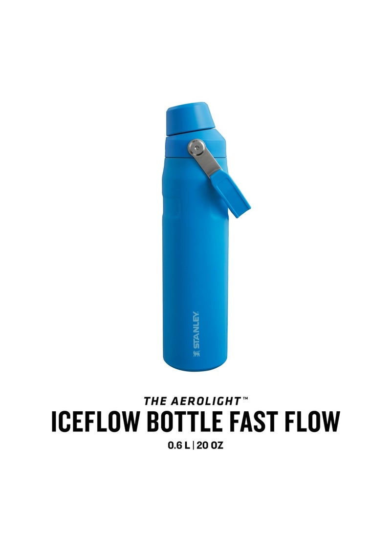 The Aerolight IceFlow Water Bottle Fast Flow 0.6L - Keeps 10 Hours Cold - Lightweight Insulated Water Bottles - Dishwasher Safe - Leakproof and Fast Flow Lid - BPA Free - Azure