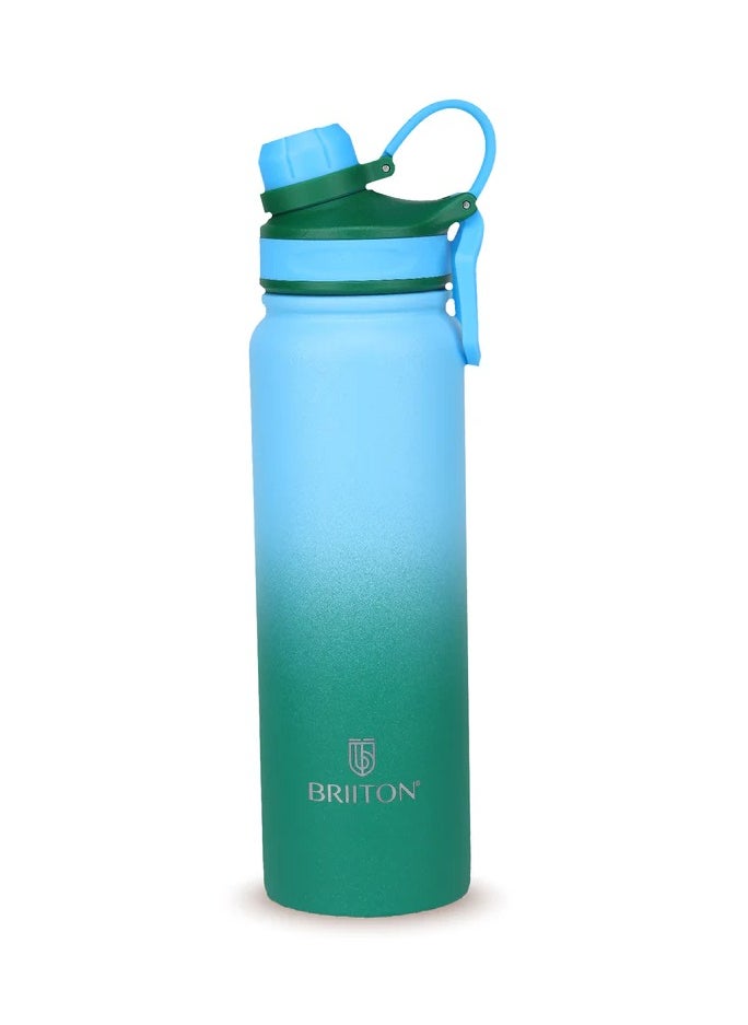 Galaxy 800ml Two Tone Green Stainless Steel Water Bottle | Copper Coated Vacuum Insulation | Powder Coated | Secure Grip | Leakproof Easy Pour Cap | Hot & Cold Thermos | Aqua Hydro