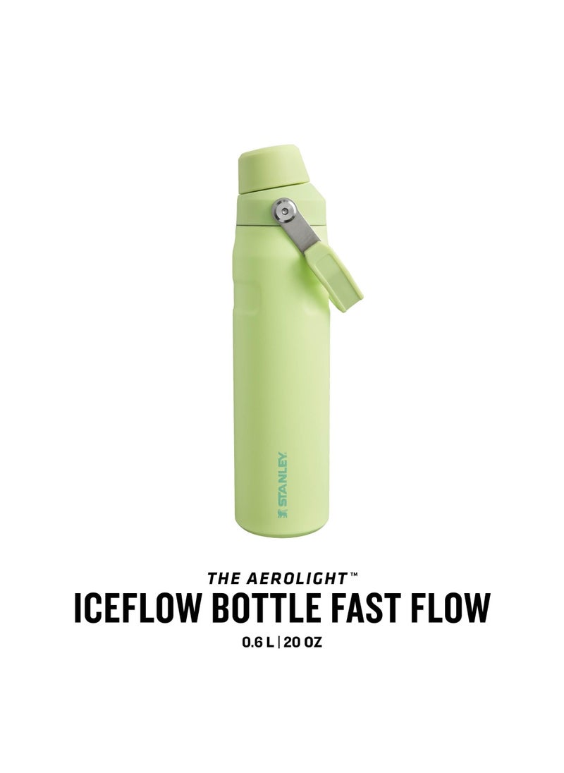 The Aerolight IceFlow Water Bottle Fast Flow 0.6L - Keeps 10 Hours Cold - Lightweight Insulated Water Bottles - Dishwasher Safe - Leakproof and Fast Flow Lid - BPA Free - Citron