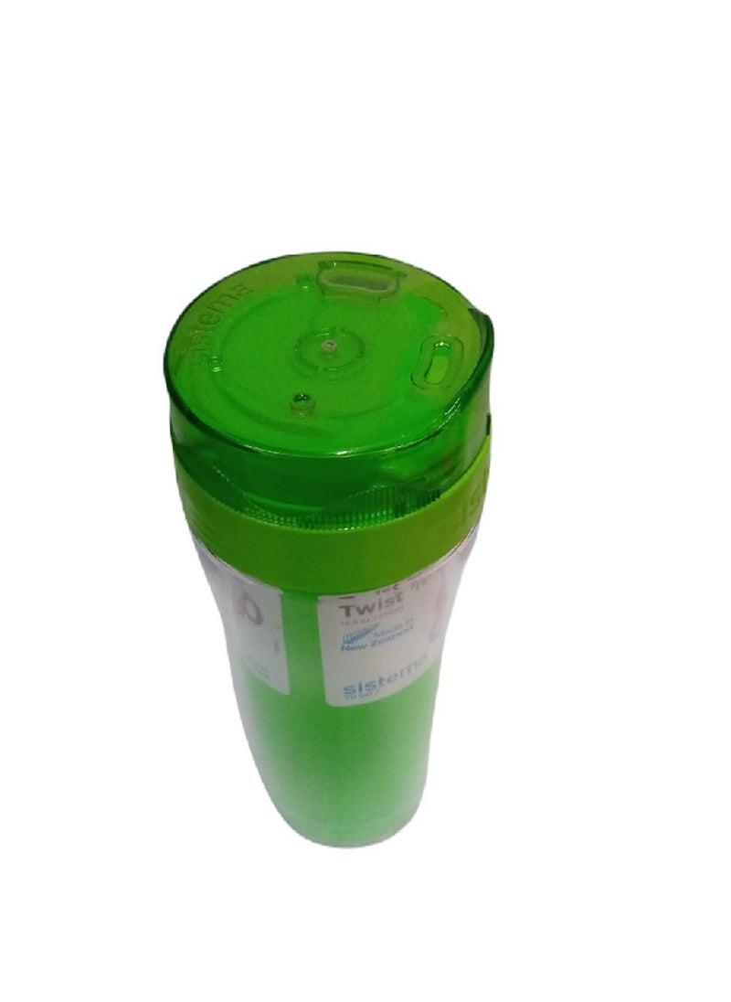 Sistema Twist N Sip Coffee TO GO Multipurpose 490ML Bottle, with insulated Chamber. Its food safe & durable plastic material. Dishwasher, Fridge safe and BPA Free, Green. , Made In New Zealand