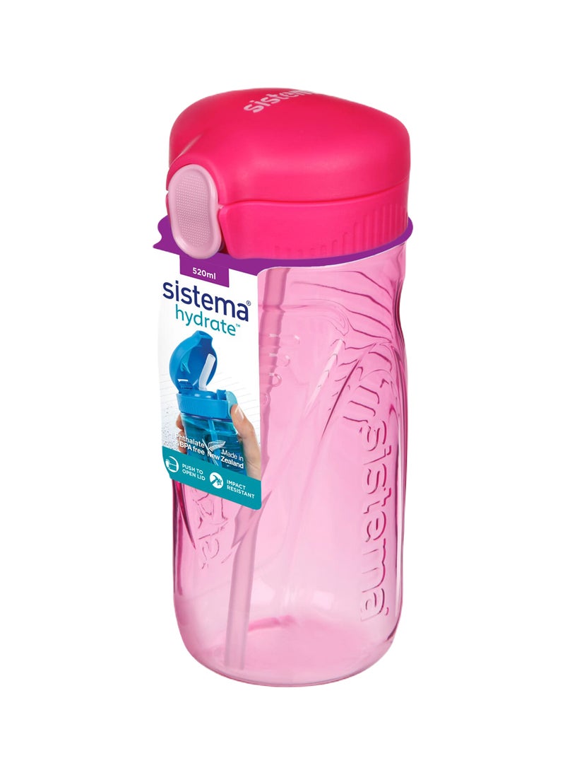 Sistema 520ml Tritan Bottle (Pink): Lightweight & Compact (Ideal for On-the-Go) BPA-Free & Leakproof , Made In New Zealand