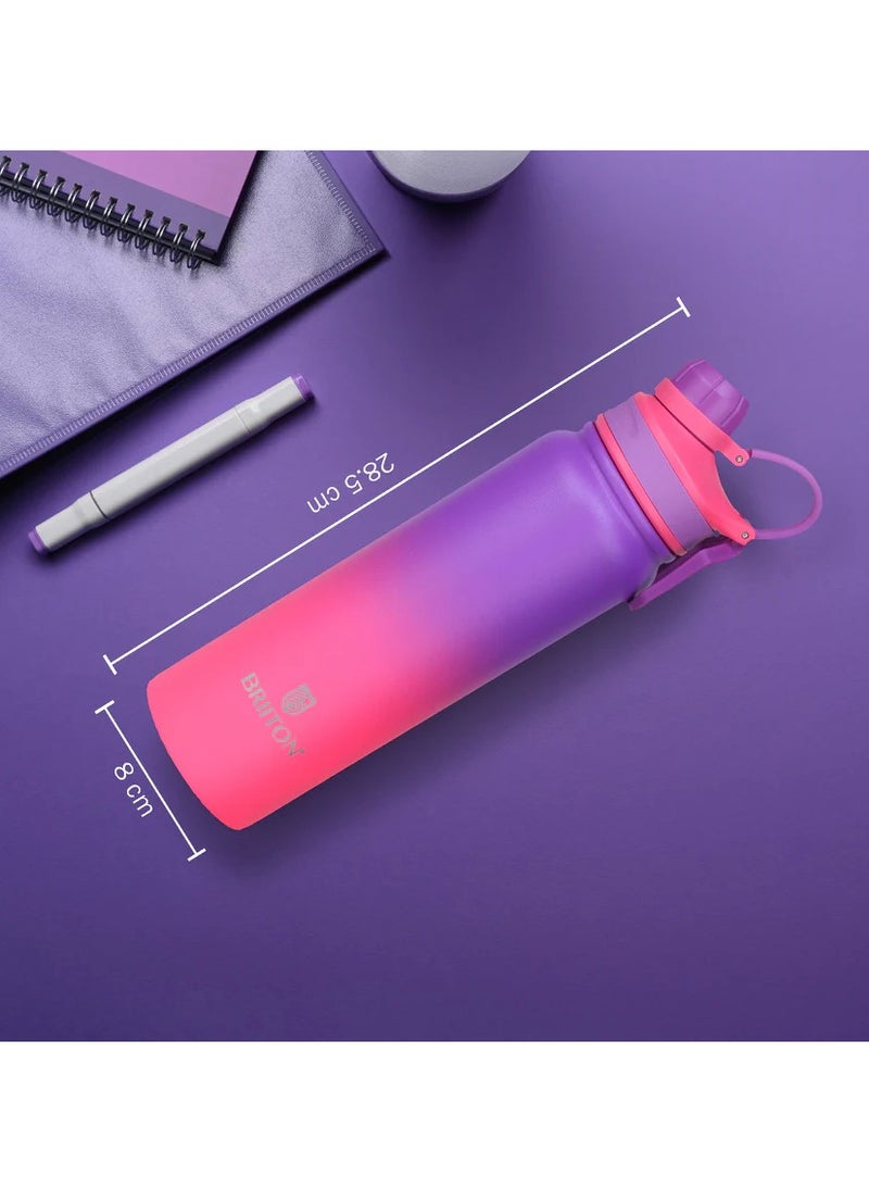 Galaxy 800ml Two Tone Purple Stainless Steel Water Bottle | Copper Coated Vacuum Insulation | Powder Coated | Secure Grip | Leakproof Easy Pour Cap | Hot & Cold Thermos | Aqua Hydro