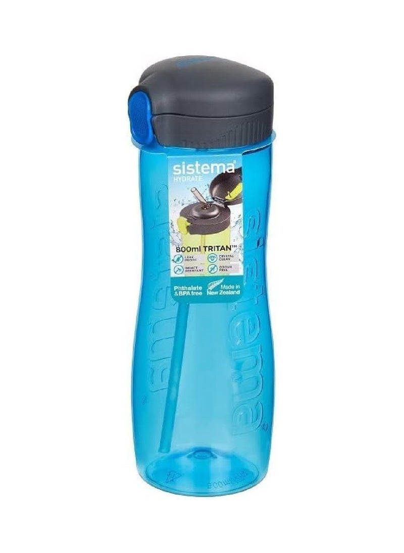 Sistema 800ml Tritan Bottle (Blue): Lightweight & Compact (Ideal for On-the-Go) BPA-Free & Leakproof , Made In New Zealand