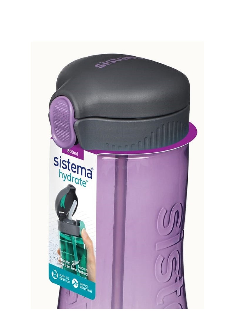 Sistema 800ml Tritan Bottle (Purple): Lightweight & Compact (Ideal for On-the-Go) BPA-Free & Leakproof - BPA-Free & Convenient , Made In New Zealand