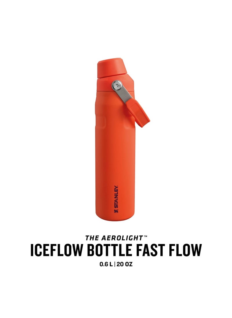 The Aerolight IceFlow Water Bottle Fast Flow 0.6L - Keeps 10 Hours Cold - Lightweight Insulated Water Bottles - Dishwasher Safe - Leakproof and Fast Flow Lid - BPA Free - Tigerlily